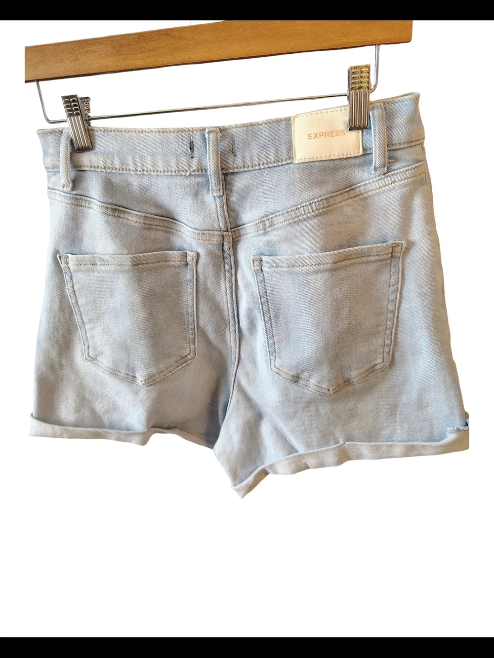 Express Light Blue Denim Cuffed Shorts